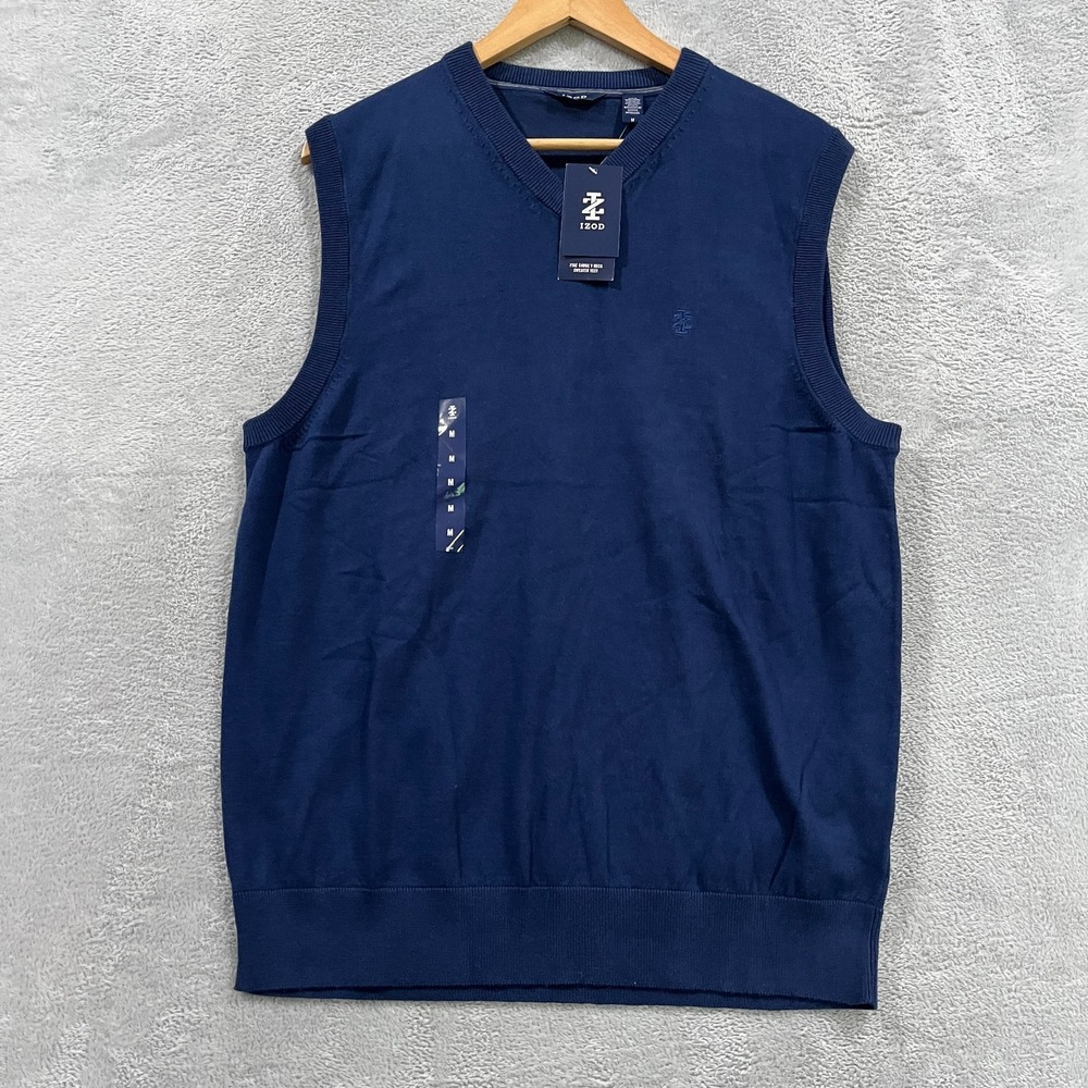 Izod Sweater Men's Medium‎ Sweater Vest NWT Golf Athleisure Easter Cotton Preppy